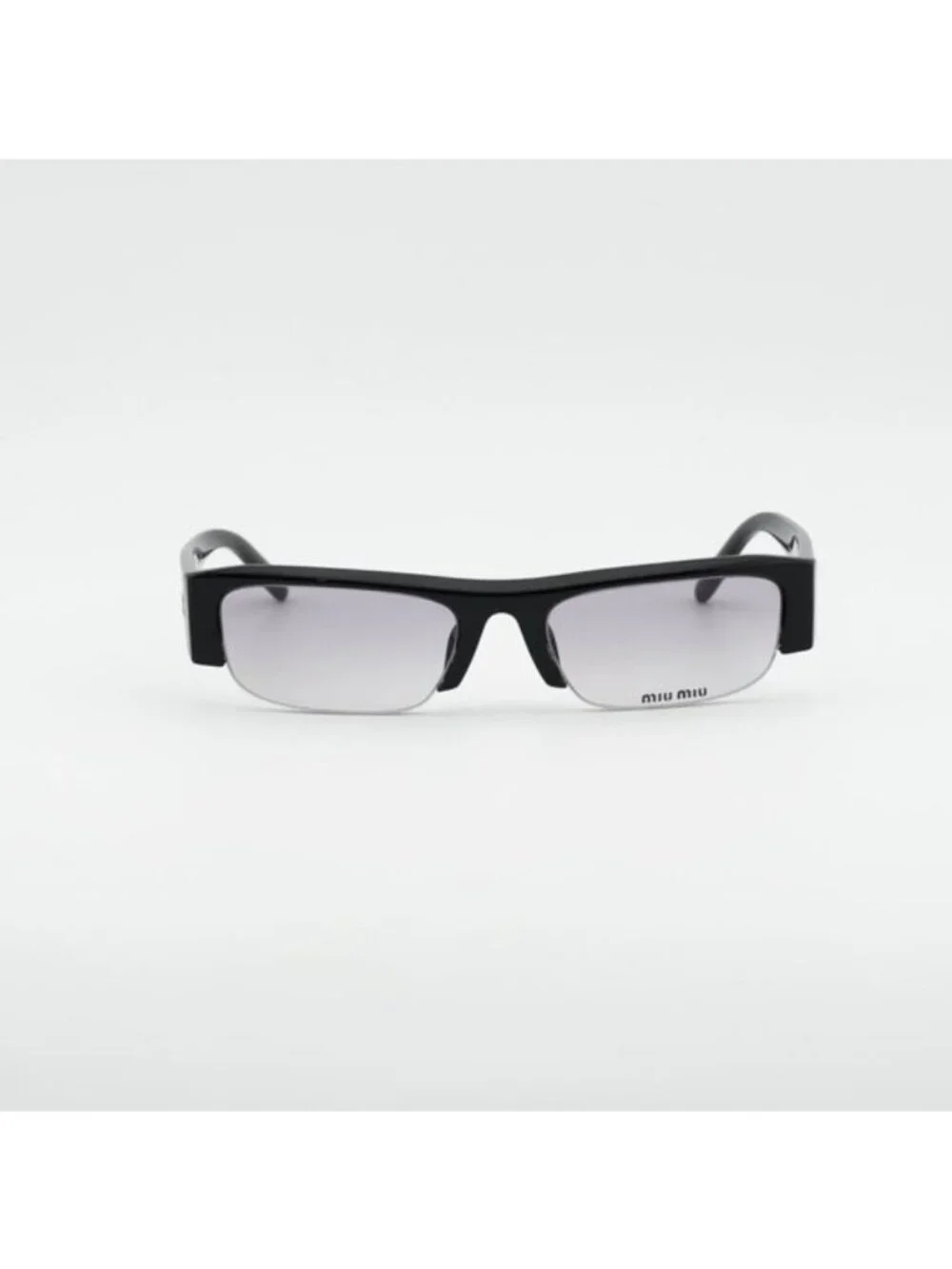 Miu Miu MUB07S 16K04O Sunglasses Black Rectangle Frame, Grey Filter